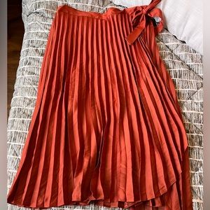 Express Rust Pleated Midi Skirt
